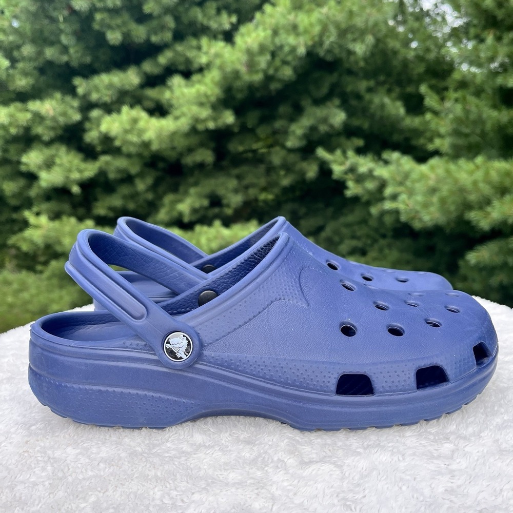 Crocs Classic Clog Mens Size XL 10-11 Navy Blue Ankle Strap Comfort Slip-on Shoe